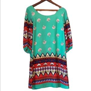 Rachel Kate Mint Green and Multicolored Dress